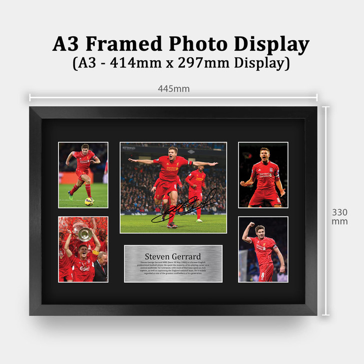 HWC Trading Steven Gerrard Signed Large 16 x 12 inch (A3) Printed Gifts Autograph Liverpool Print Photo Picture Display - 16" x 12" Framed