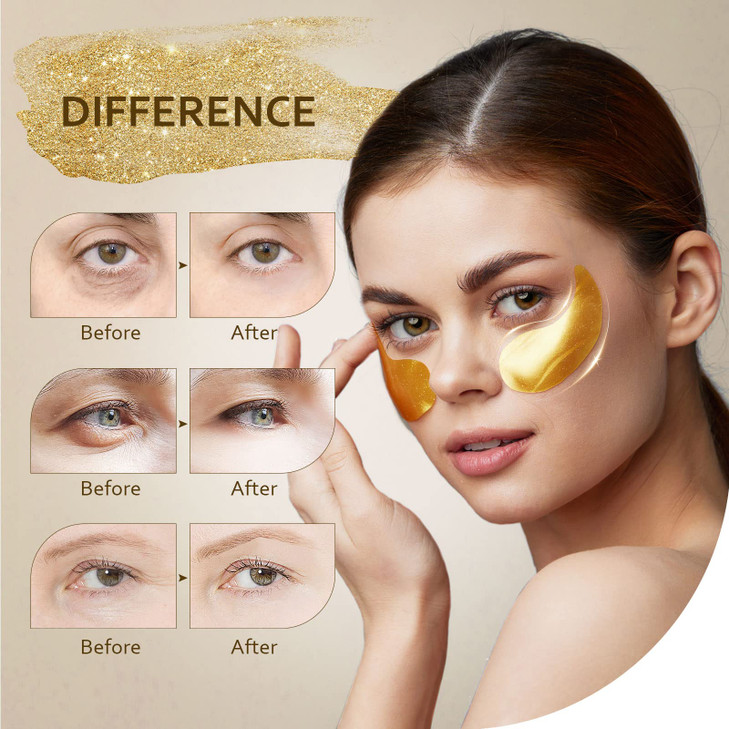 Taimand Under Eye Patches (30 Pairs), 24K Gold Under Eye Mask for Puffy Eyes, Dark Circles,Bags and Wrinkles with Collagen,Relieves Pressure and Redu