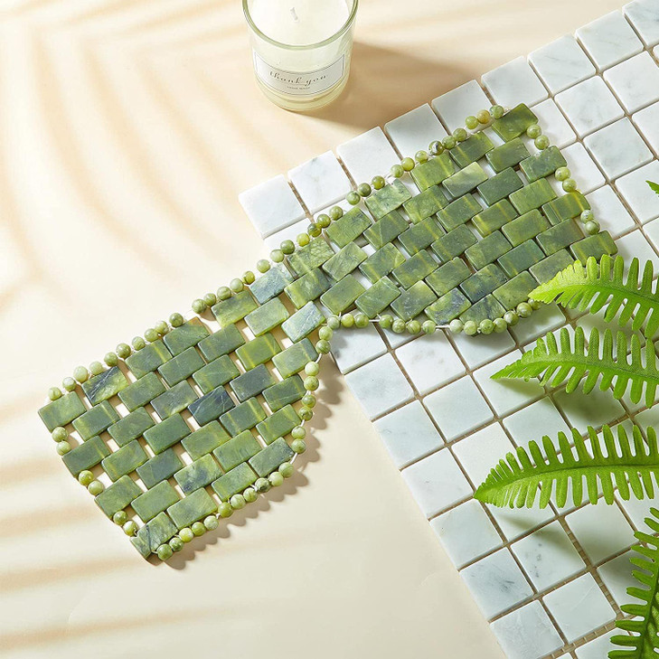 LEOSENSE Jade Eye Mask and Jade Roller Set, Jade Stone Face Mask and Facial Rollers Massager Skin Care Tool, Face and Eye Massager