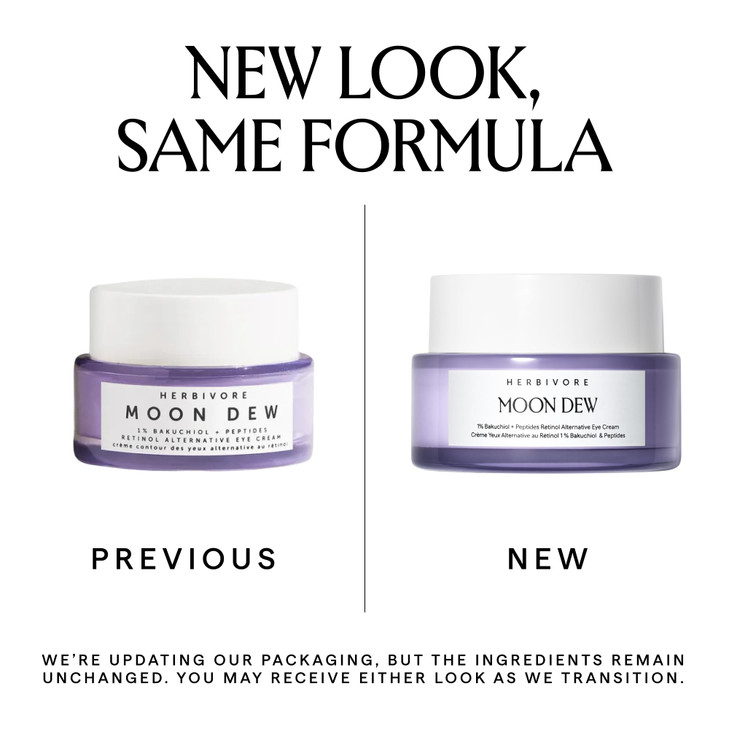 HERBIVORE Moon Dew 1% Bakuchiol + Peptides Retinol Alternative Anti Aging Eye Cream Reduces Fine Lines, Wrinkles & Puffiness, Plant-based, Vegan, Cru