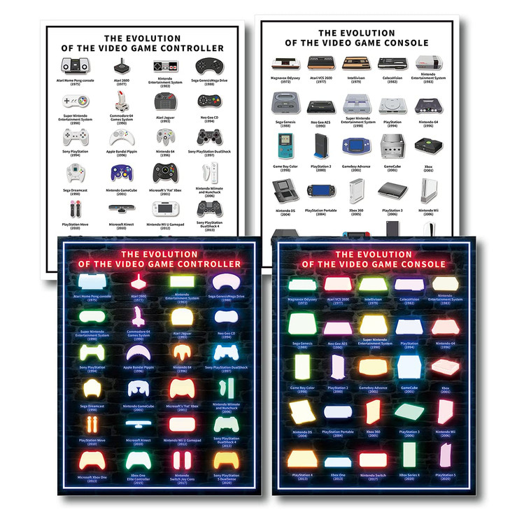 Noare Retro Video Game Console Posters for Wall Art Neon Gaming Room Decor Teen Boys Bedroom Gamer Room Decor 12x16 Inch Poster Unfarmed