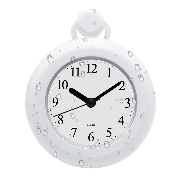CENTOLLA Bathroom Clock, Waterproof Clock for Shower, Battery Operated (White)