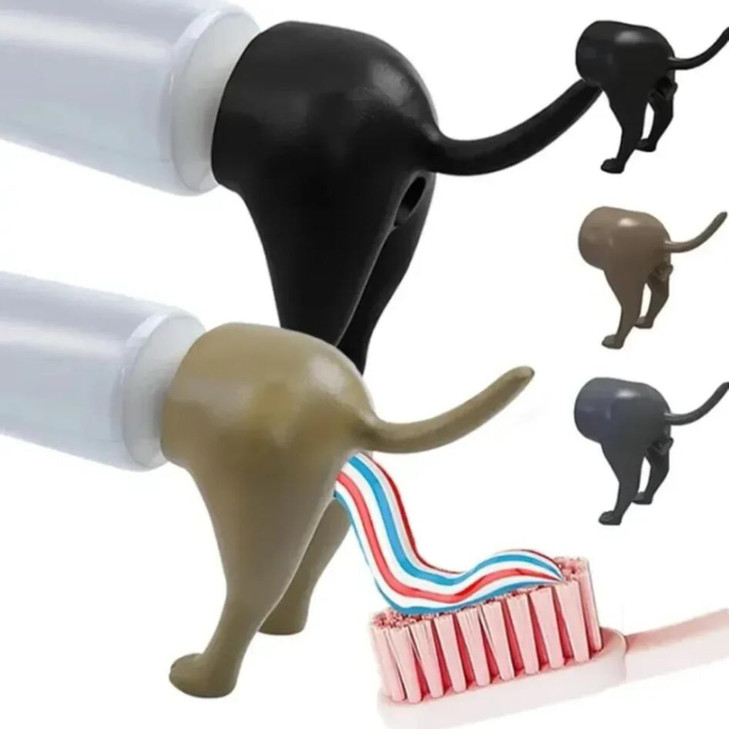 3 Pack Funny Pooping Dog B*tt Toothpaste Topper,Silicone Pooping Toothpaste Cap,Creative Dog Toothpaste Dispenser, Animal Funny Toothpaste Cover for