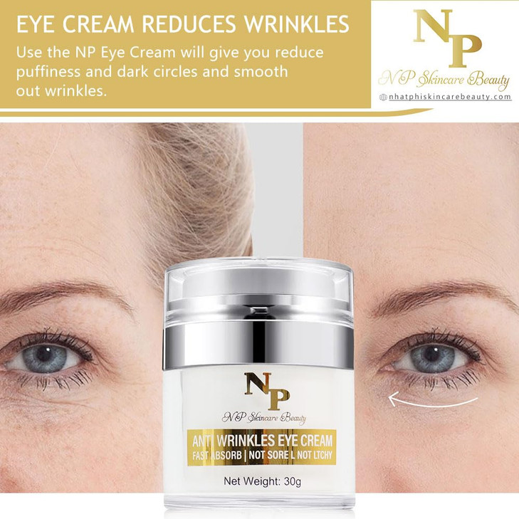 NP Skincare Beauty Anti-Wrinkles Eye Cream - Fast Absorbing, Natural Ingredients for Dark Circles, Puffy Eyes, and Wrinkle Reduction, 30 grams