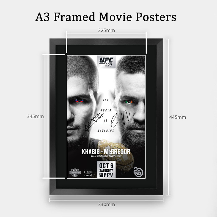 HWC Trading UFC 229 Fight Khabib Nurmagomedov vs Conor McGregor 16 x 12 inch Framed Gifts Printed Signed Autograph Picture for UFC Memorabilia Fans -