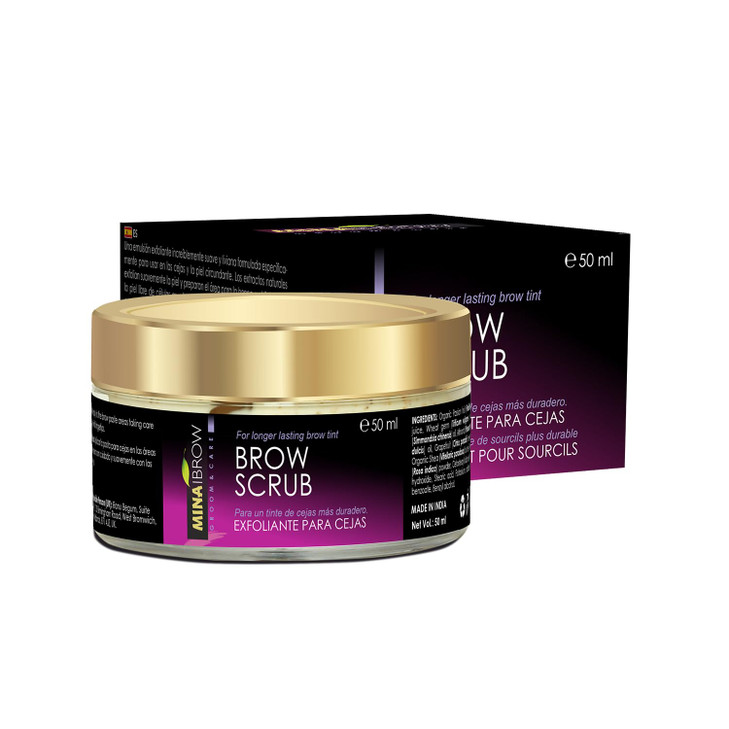 MINA Brow Scrub | For Long-Lasting Henna Or Tint | Natural Extracts Gently Exfoliate The Skin | Prepare The Area For Henna Or Tint 50ml | Organic Bro