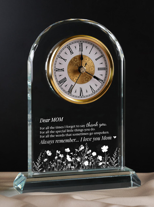 WinTaim Mom Glass Clock Gift from Daughter or Son: Unique Birthday, Christmas, Thanksgiving Blessings, Mother's Day, and Valentine Gifts - Elegant De