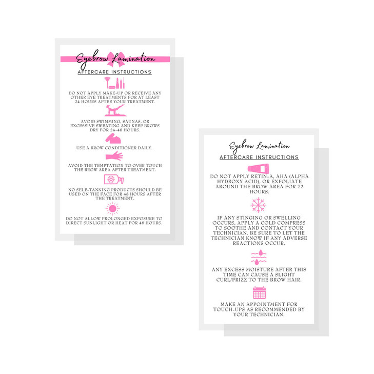 Brow Lamination Aftercare Instruction Cards | 50 Pack | 2x3.5 inches Business Card Size | Starter Lift Kit with Tint at home diy aftercare supplies