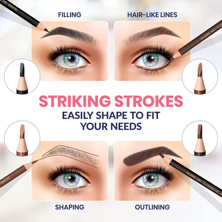 Stylia Waterproof Eyebrow Pencils For Women  Long-Lasting Microblading Supplies Brow Pencil, Perfect for Eyebrow Shaper, Filling & Defining Natural-