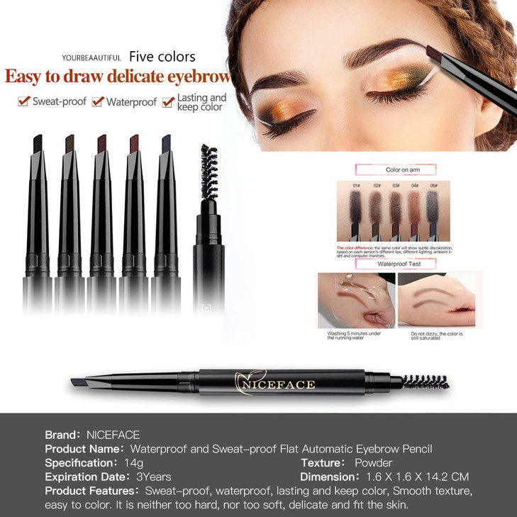 Eyebrow Pencil Medium brown Double Ended Precision Waterproof Brow Cruelty Free(Coffee/Khaki #3)