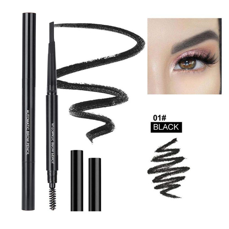 5 Colors Eyebrow Pen, Long Lasting Eyebrow Gel for Eyebrow Makeup Eye Brow Pencil Triangular Tip with Brush Makeup (Black)