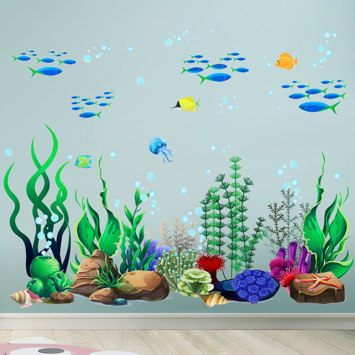 Zonon Under The Sea Wall Decals Coral Reef and Seaweed, Ocean Wall Decals Stickers, Undersea Decor Stickers, Underwater Sea Stickers for Nursery Livi
