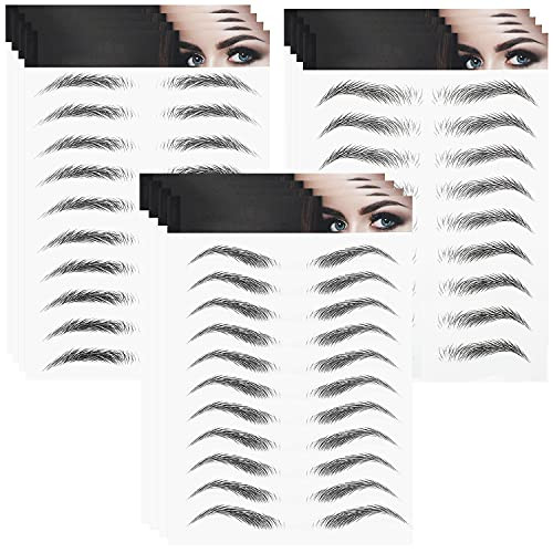 Maitys 12 Sheets 108 Pairs 4D Hair Like Waterproof Eyebrow Tattoos Stickers Temporary Transfer Brows Decal Peel off Fake Eyebrow Sticker Instant Auth