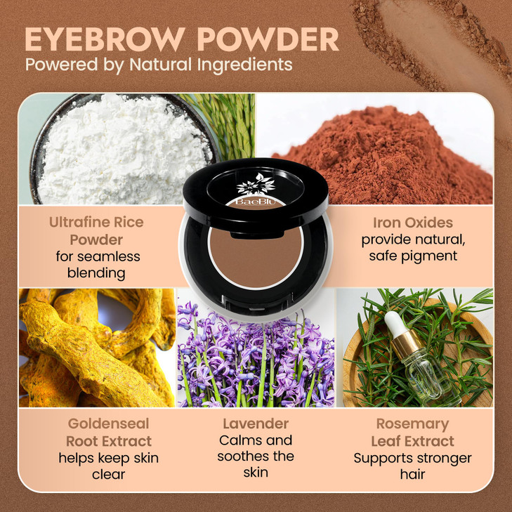 Organic Eyebrow Powder - Vegan Brow Tint for Shaping, Filling & Defining, 100% Natural - Smudge-Proof & Long-Lasting Conditioning - Cruelty-Free, Par