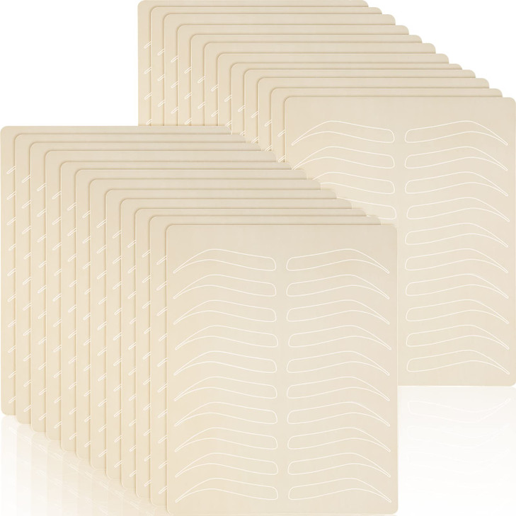 Leelosp 24 Pieces Microblading Practice Skin Double Sided Microblading Supplies Eyebrows Tattoo Fake Practice Skin Silicone No Ink Makeup Silicone Fa