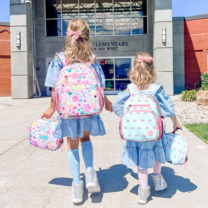 mibasies Kids Backpack for Girls: Girls Backpack 5-8 - Kindergarten Elementary School Bookbag for Girl - Flower Pink