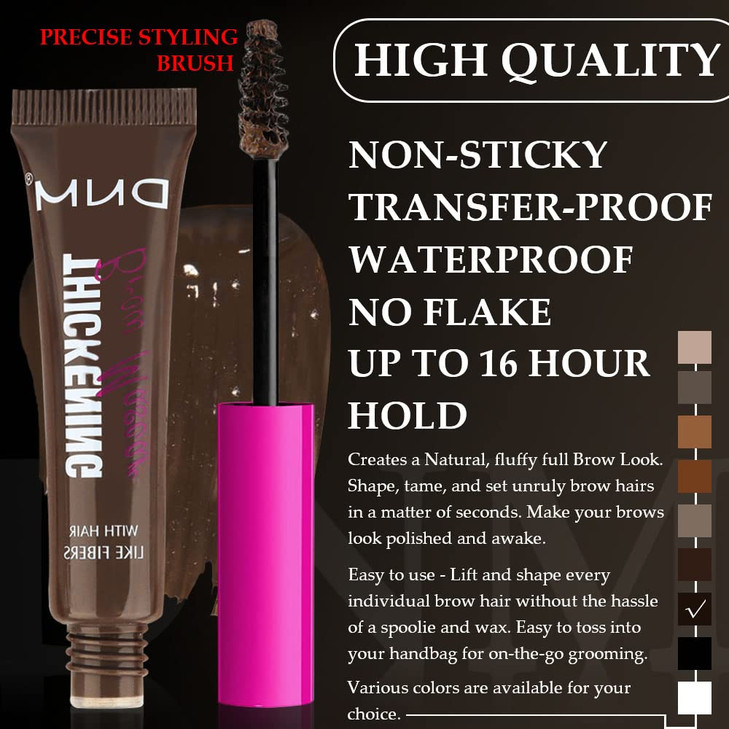 Tinted Thickening Brow Mascara,Brow Fast Sculpt,Waterproof, Transfer-proof, Brush to Fill in Eyebrows and Cover Gray Hairs - Cruelty Free - Light Med
