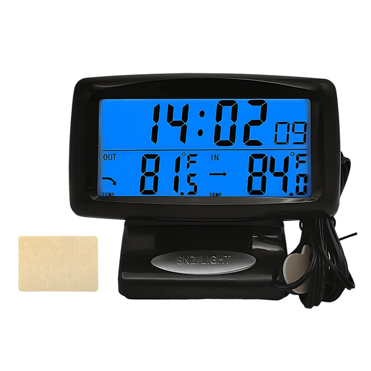 KVAEY Car Digital Thermometer Clock, Dashboard Luminous Thermometer Date Clock with LCD Backlight Display, Vehicle Indoor Outdoor Multifunctional 2 i