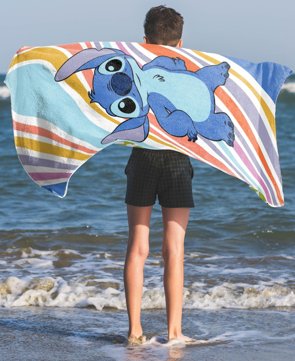 Jay Franco Disney Lilo and Stitch Bath Pool Beach Towel - Kids Super Soft & Absorbent 100% Cotton Towel, Measures 28 x 58