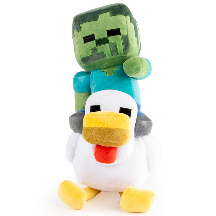 Jay Franco Minecraft Plush Pillow Buddy - Large 20 Inch Soft Plushie Stuffed Pillow, Gray - Chicken Jockey