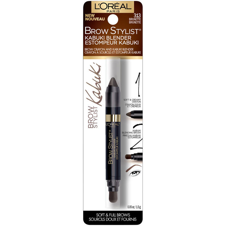 L'Oreal Paris Brow Stylist Kabuki Blender Brow Crayon, Brunette, 0.05 oz.