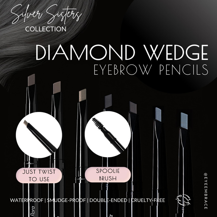 Eye Embrace Light Gray Eyebrow Pencils: Warm Betty & Cool Helen 2 Pack Bundle - Waterproof, Double-Ended Automatic Angled Tip & Spoolie Brush, Cruelt