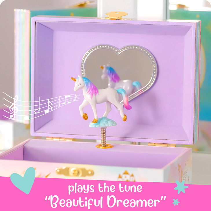 Giggle & Honey® Musical Jewelry Box for Girls,Unicorn Toys for Girls 4-6, Unicorn Easter Gifts for Kids