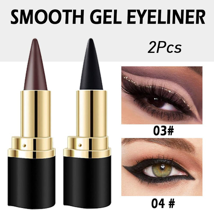 Kaely 2Pcs Black Brown Gel Eyeliner Pencil, Natural Black Eyeliner Cream for Waterline, Long Wear Crayon Eye Liner Waterproof Smudge Proof, Smokey Ey