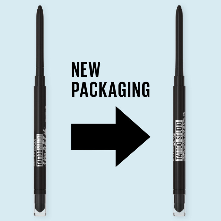 Maybelline Tattoo Studio Automatic Gel Pencil Waterproof Eyeliner, Blendable, Smudge Resistant, Matte Eyeliner For Up To 36HR Wear, Pitch Black (Smok