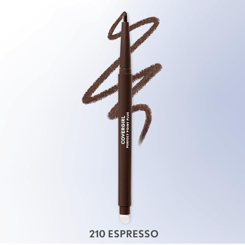 CoverGirl Perfect Point Plus Eyeliner Pencil, Espresso, Long-Lasting, Versatile Brown Eyeliner, Soft Smudging Tip, No Sharpening Needed, Pack of 1