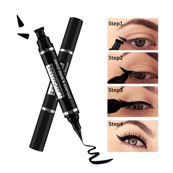Wismee Mascara Eye Liner Eye Makeup Set Waterproof Liquid Eye Liner Stamp Mascara Black volume and length Eyelash Quick Drying Long Lasting Eye liner