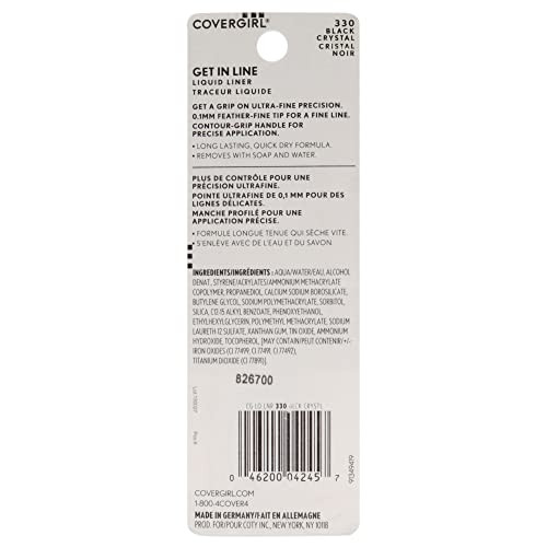 COVERGIRL Get In Line Liquid Eyeliner, Black Crystal, 0.08 Fl Oz (packaging may vary)