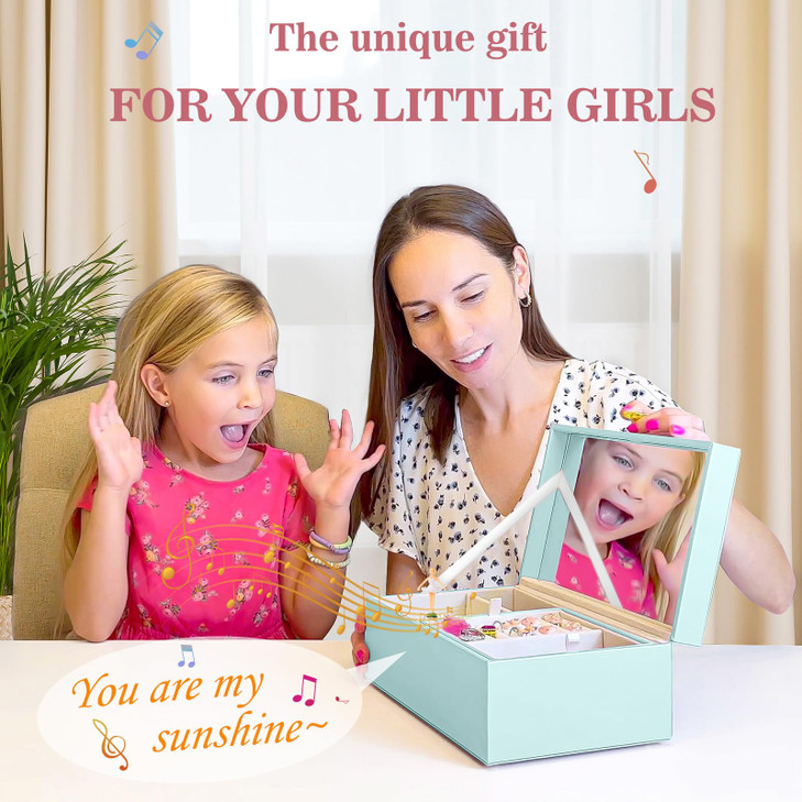ProCase Girls Musical Jewelry Box with Spinning Ballerina, Kids Jewelry Boxes Storage, Ballerina Music Box Gifts for Little Girl Daughter, Birthday A