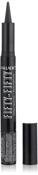 Palladio Fifty-Fifty Eye Liquid Liner, Dual Ended, Professional Eye Styling, Ultra-Soft Kajal crayon and Super Precise Fiber Tip Liner, Smoky and Def