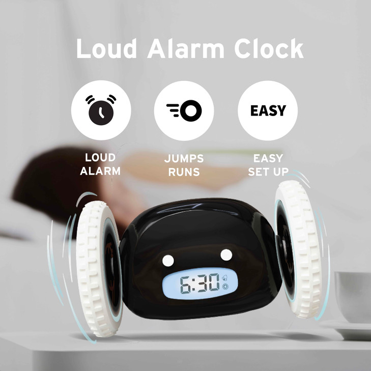 CLOCKY Alarm Clock on Wheels  Loud Rolling Alarm Clock for Heavy Sleepers | Runaway Clock That Jumps & Runs to Wake You Up | Funny Unique Gift for A