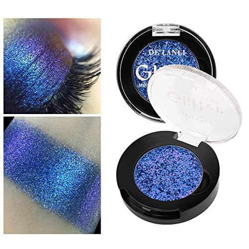 Afflano Duo Chrome Glitter Blue Eyeshadow, Intense Color Shifting Metallic Chameleon Eyeshadow Blue, Highly Pigmented Multichrome Eye shadow for Gree