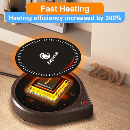 Kepwam Coffee Mug Warmer for Desk, Smart Coffee Warmer with Touch Tech & Light, Coffee Cup Warmer with Gravity Sensor & Auto Shut Off, Candle Warmer