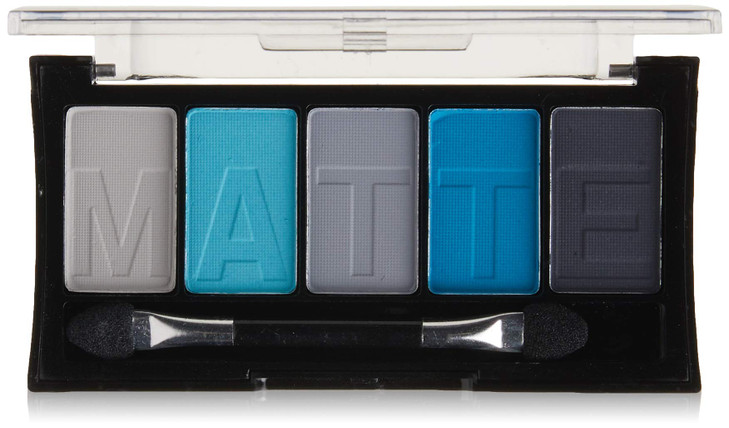 L.A. COLORS 5 Color Matte Eyeshadow Palette, Blue Denim CEM474