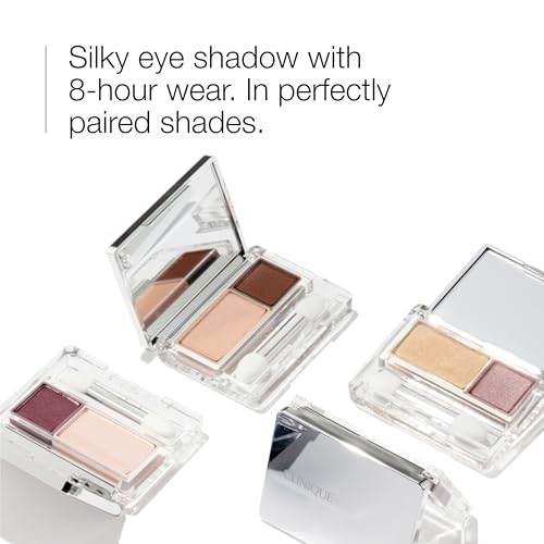 Clinique All About Shadow Duo Eye Shadow Makeup | Safe For Sensitive Eyes | Buildable + Long-Wearing Color | Smooth, Easy Application, Ivory Bisque/B