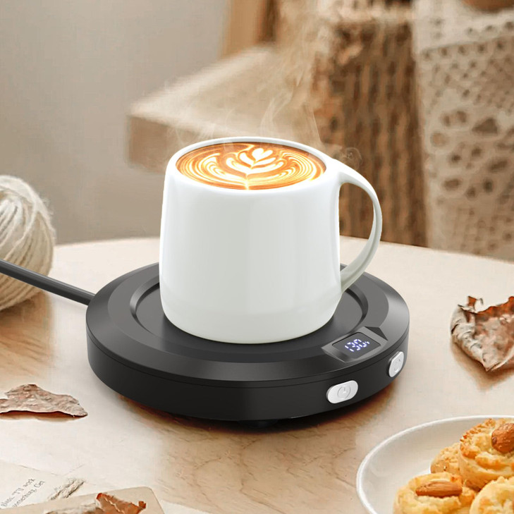 Mug Warmer, Coffee Warmer for Desk, Coffee Cup Warmer with 3 Temp Settings and Ambient Light, 2-12H Timer, 30W