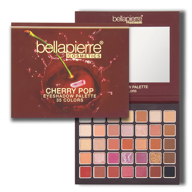 bellapierre Cherry Pop Eyeshadow Makeup Palette | 35 Colorful Shades in a Range of Matte, Satin, Shimmer, and Glitter Finishes | Non-Toxic and Parabe
