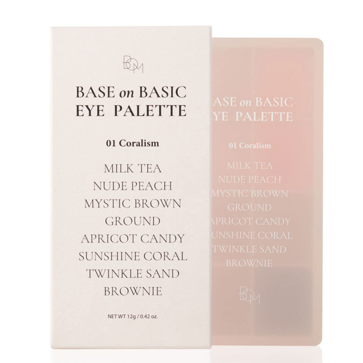bom Base on Basic Eye Palette 01Coralism Natural Basic Warm and Neutral Eyeshadow Palette 8 Colors