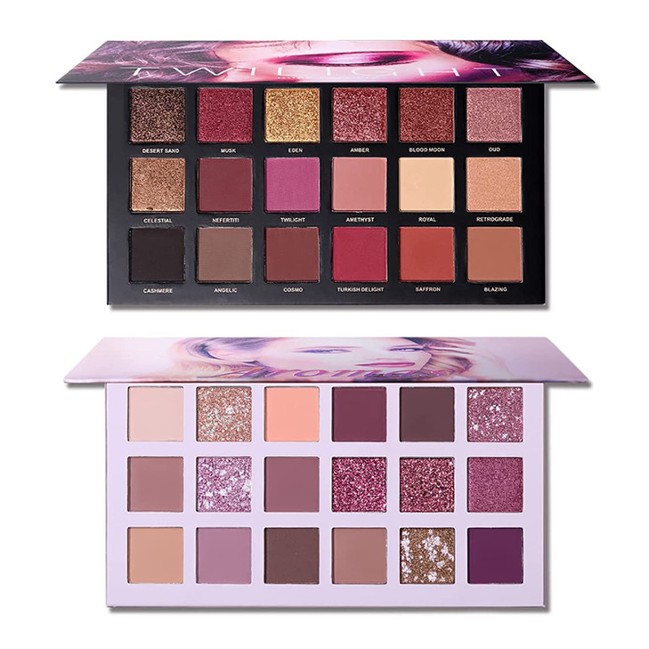 CHARMCODE 2Pcs Twilight Dusk + Aromas Nude Eyeshadow Palette Makeup Set, Matte Shimmer Glitter Pressed Pearl All Highly Pigmented Blending Powder, Na