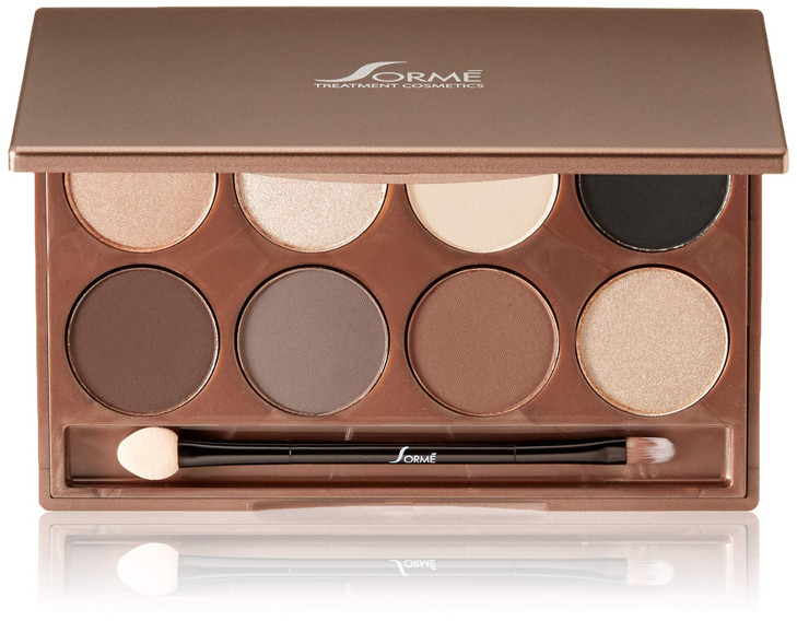 Sorme Cosmetics Accented Hues Eyeshadow Palette in Warm (0.64oz) | 8 Pans of Metallic, Shimmer, and Matte Eyeshadows | With Dual-Ended Makeup Brush A