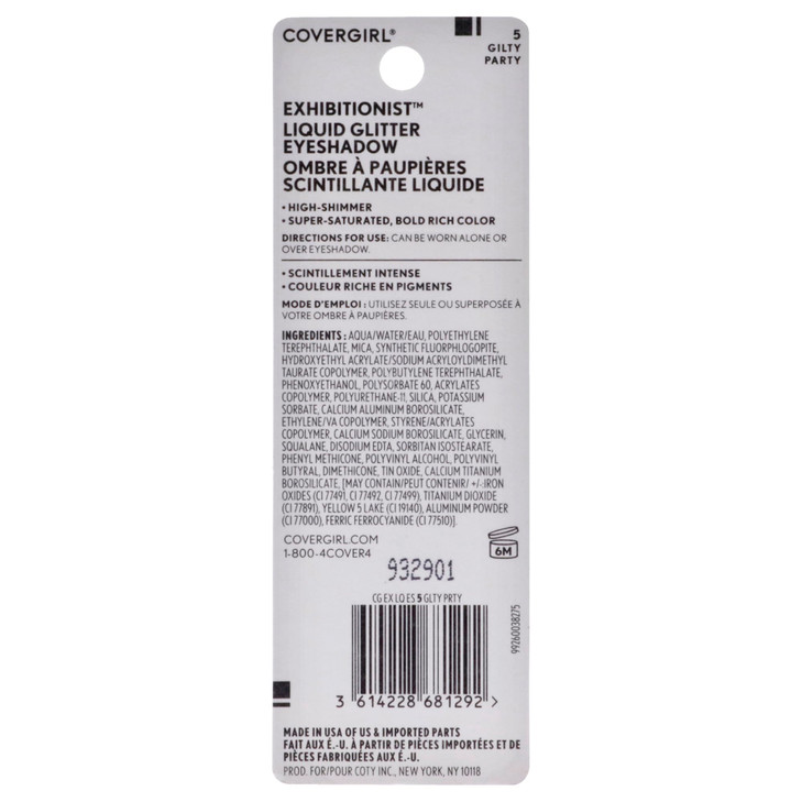 COVERGIRL Exhibitionist Liquid Glitter Eyeshadow, Gilty Party , 0.13 Ounce