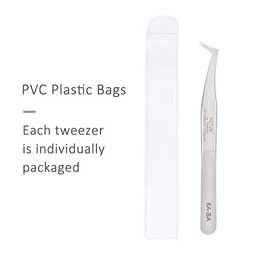 EMEDA Eyelash Extension Tweezers for Volume Lashes Professional Precision Stainless Steel VETUS 6A-SA Mega Curved Tips Flat Tweezer Tools for Individ