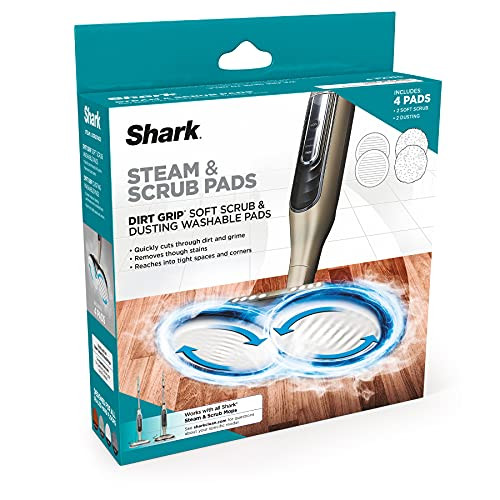 Shark Steam & Scrub Dirt Grip Soft Scrub & Dusting Washable Pads, Fully Reusable, Powerful Cleaning on All Sealed Hard Floors, Compatible with S8001,