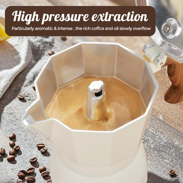 Warmthmaster Moka Pot Aluminium Stovetop Espresso Maker Italian Coffee Maker with Cool Touch Handle (Black, 3 Cup)