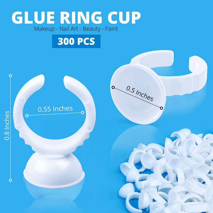 300PCS AliOry Glue Rings for Eyelash Extensions Disposable Rings for Lashes Lovely Shape Lash Fan Blossom Glue Cups Lash Extension Supplies Supplies