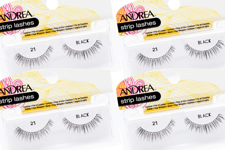 Andrea False Eyelashes Style 21 - Black, Reusable Natural Look Strip Lashes, Lightweight Fake Eyelashes, 4 Pack